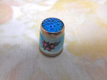 Load image into Gallery viewer, An American silver thimble with enamel decoration. c 1915