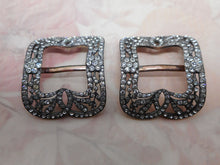 Load image into Gallery viewer, A pair of paste set silver shoe buckles. Early 19thc