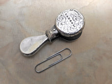Load image into Gallery viewer, SOLD……..A silver curio- for polishing the glass on a dental mirror / spectacle lens? Late 19thc
