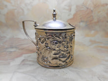 Load image into Gallery viewer, A sterling silver mustard pot in its presentation box. B'1904
