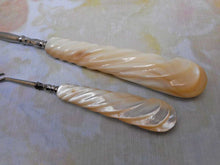 Load image into Gallery viewer, A pair of mother of pearl handled button hooks.  c1900-1920.