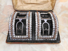 Load image into Gallery viewer, A pair of Georgian paste shoe buckles in their original box. c 1770-1800