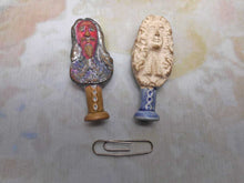 Load image into Gallery viewer, Two pottery tampers depicting King Charles I and King Charles II. Mid 19thc