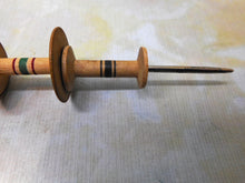 Load image into Gallery viewer, Five mini Painted Tunbridge Ware wooden reels for thread. c 1800