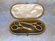Load image into Gallery viewer, Two pairs of antique 9 carat gold handled scissors. HM. 1898