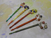 Load image into Gallery viewer, A group of 5 dyed bone lace bobbins. 19thc