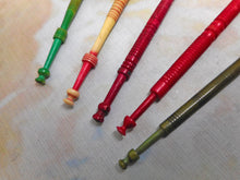Load image into Gallery viewer, A group of 5 dyed bone lace bobbins. 19thc