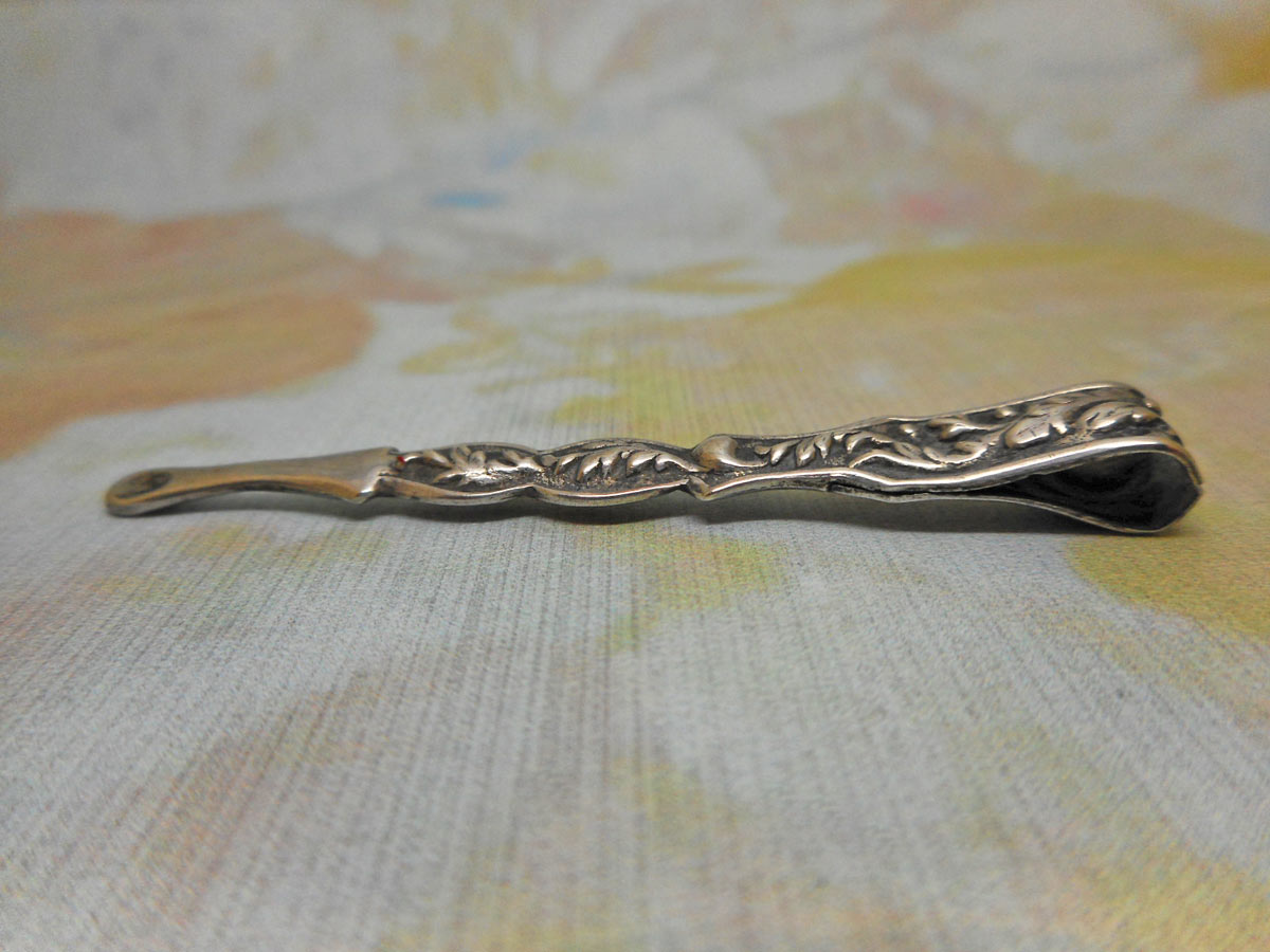 SOLD........A small silver earspoon and tweezer combo. c 1830`1840 Curio Antiques