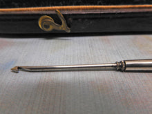 Load image into Gallery viewer, A silver crochet hook holder with two hooks and original case. c1880