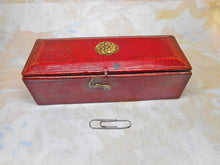 Load image into Gallery viewer, A Georgian small red leather cotton reel box. c 1800