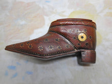 Load image into Gallery viewer, A mahogany shoe shaped snuff box with mutton bone inlay. c1870
