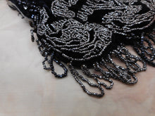 Load image into Gallery viewer, A black velvet bag with steel beading. c1850