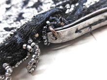 Load image into Gallery viewer, A black velvet bag with steel beading. c1850