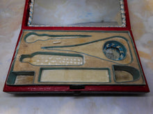 Load image into Gallery viewer, SOLD……A Palais Royal red leather etui with pearl fittings. French c 1800