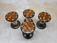 Load image into Gallery viewer, A set of 4 matching Tunbridge Ware cotton reels . c 1850