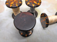 Load image into Gallery viewer, A set of 4 matching Tunbridge Ware cotton reels . c 1850