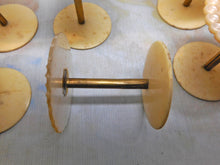 Load image into Gallery viewer, SOLD…….A set of 8 mother of pearl topped reels / spools. c1850