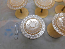 Load image into Gallery viewer, SOLD…….A set of 8 mother of pearl topped reels / spools. c1850