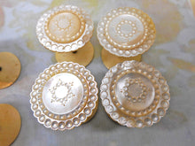 Load image into Gallery viewer, SOLD…….A set of 8 mother of pearl topped reels / spools. c1850