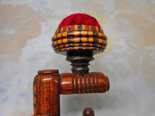 Load image into Gallery viewer, SOLD......A Tunbridge Ware pin cushion clamp. c 1860