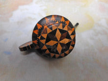 Load image into Gallery viewer, A novelty Tunbridge Ware 'teapot' pincushion and pin holder. c1850