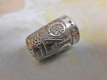 Load image into Gallery viewer, SOLD……..A rare silver thimble embossed with a bicycle. HM. 1896 JF