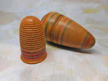 Load image into Gallery viewer, A Painted Tunbridge Ware thimble and its egg shaped box. c1800