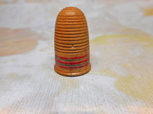 Load image into Gallery viewer, A Painted Tunbridge Ware thimble and its egg shaped box. c1800