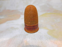 Load image into Gallery viewer, A Painted Tunbridge Ware thimble and its egg shaped box. c1800