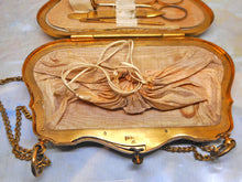 Load image into Gallery viewer, SOLD……..A red velvet and gold thread purse-a fully fitted sewing etui. French c1870