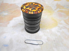 Laden Sie das Bild in den Galerie-Viewer, A Tunbridge Ware box fitted with an ink well / sander. c 1840