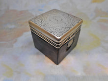 Load image into Gallery viewer, A silver mounted leather inkwell from a dressing box. London 1864 JV James Vickery