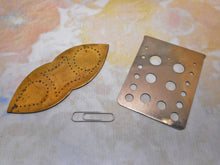 Load image into Gallery viewer, SOLD………….Two metal gauges- Tenerife Lace and Knitting Needle.