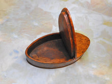 Load image into Gallery viewer, A fine, navette form wooden table snuff box. Mid 19th century.
