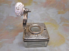 Load image into Gallery viewer, A silver topped inkwell from a writing box. HM 1842