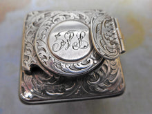 Load image into Gallery viewer, A silver topped inkwell from a writing box. HM 1842