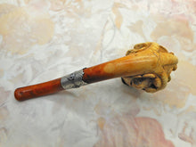 Load image into Gallery viewer, A silver mounted meerschaum pipe- claws and devil heads. c1872-1922