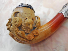 Load image into Gallery viewer, A silver mounted meerschaum pipe- claws and devil heads. c1872-1922