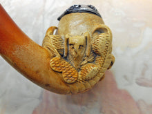 Load image into Gallery viewer, A silver mounted meerschaum pipe- claws and devil heads. c1872-1922