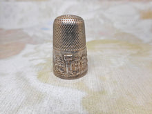 Load image into Gallery viewer, A silver thimble depicting Windsor Castle. c1850