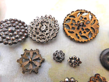 Load image into Gallery viewer, A mixed lot of steel studded buttons plus a Deco design.