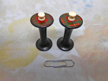 Load image into Gallery viewer, Two rare Tartan Ware cotton reels / spools. c1850.