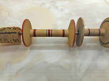 Load image into Gallery viewer, SOLD………A 5 spool Painted Tunbridge Ware multiple reel holder. c 1800