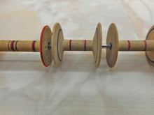 Load image into Gallery viewer, SOLD………A 5 spool Painted Tunbridge Ware multiple reel holder. c 1800