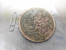 Load image into Gallery viewer, SOLD........A Georgian printed silk ‘map’ pin disc / pin cushion. c1820