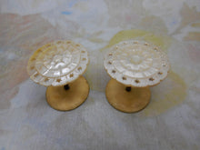 Load image into Gallery viewer, A pair of pretty pearl topped cotton reel holders. c1850