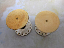 Load image into Gallery viewer, A pair of pretty pearl topped cotton reel holders. c1850