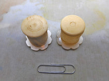 Load image into Gallery viewer, A pearl topped sewing box waxer and matching emery. c1850