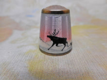 Load image into Gallery viewer, A Norwegian enameled silver thimble. c1910. Reindeer and Sled.