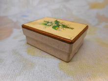 Load image into Gallery viewer, A little cardboard needle box with a print of Lilies of the Valley. c1860
